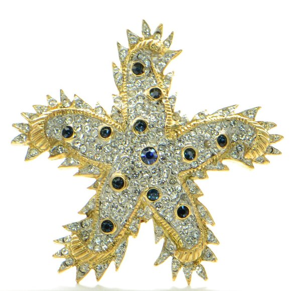 Vintage Kenneth Jay Lane KJL Crystal Starfish Pin Brooch - Picture 1 of 4